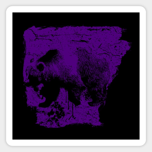 Messy Arkansas Purple Bear Sticker by rt-shirts